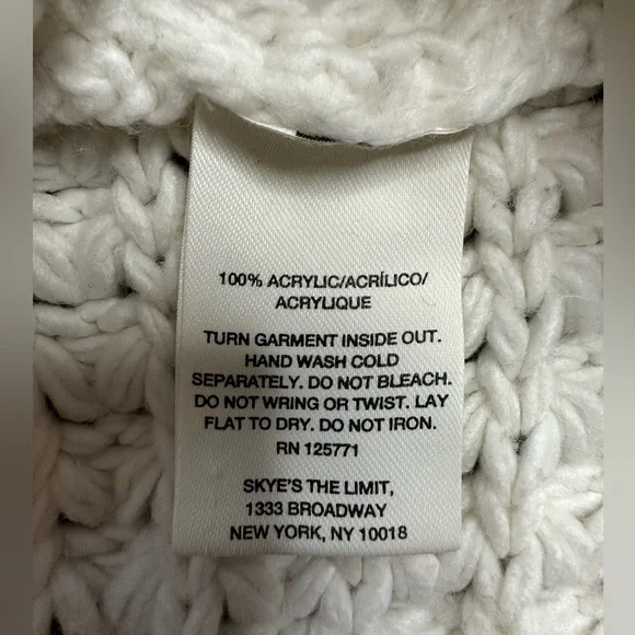 SKYE’S THE LIMIT WOMENS CHUNKY OPEN KNIT MOCK TURTLENECK WHITE/CREAM SWEATER XL - Picture 4 of 10
